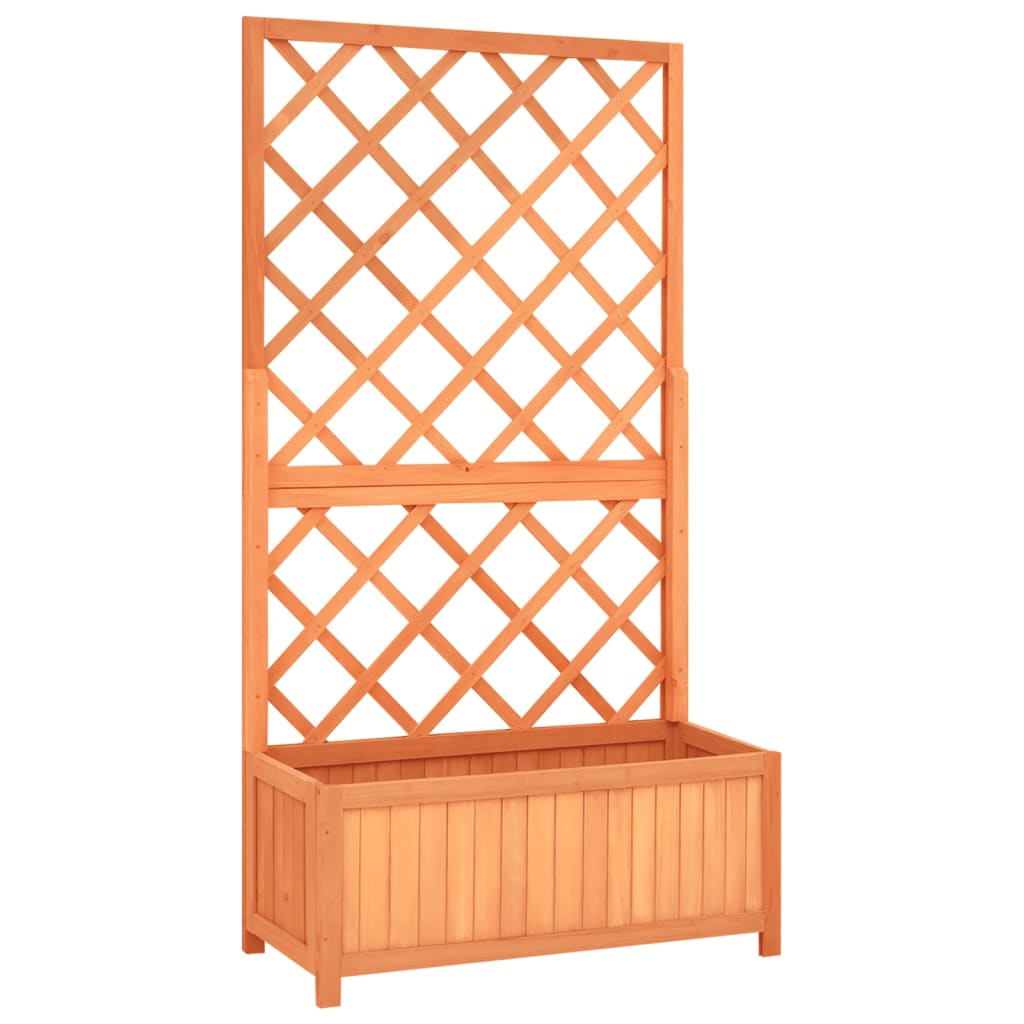 Rankgitter aus massivem Tannenholz mit Pflanzgefäß für Kletterpflanzen und Blumenanbau_voghion.com
