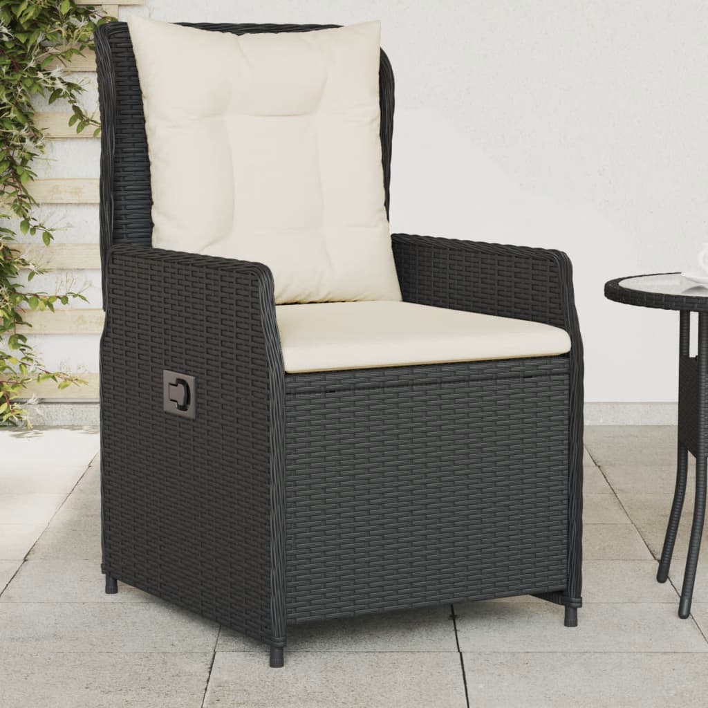 Garden Chairs, , Adjustable, Poly Rattan Black - Shop at LoveMi