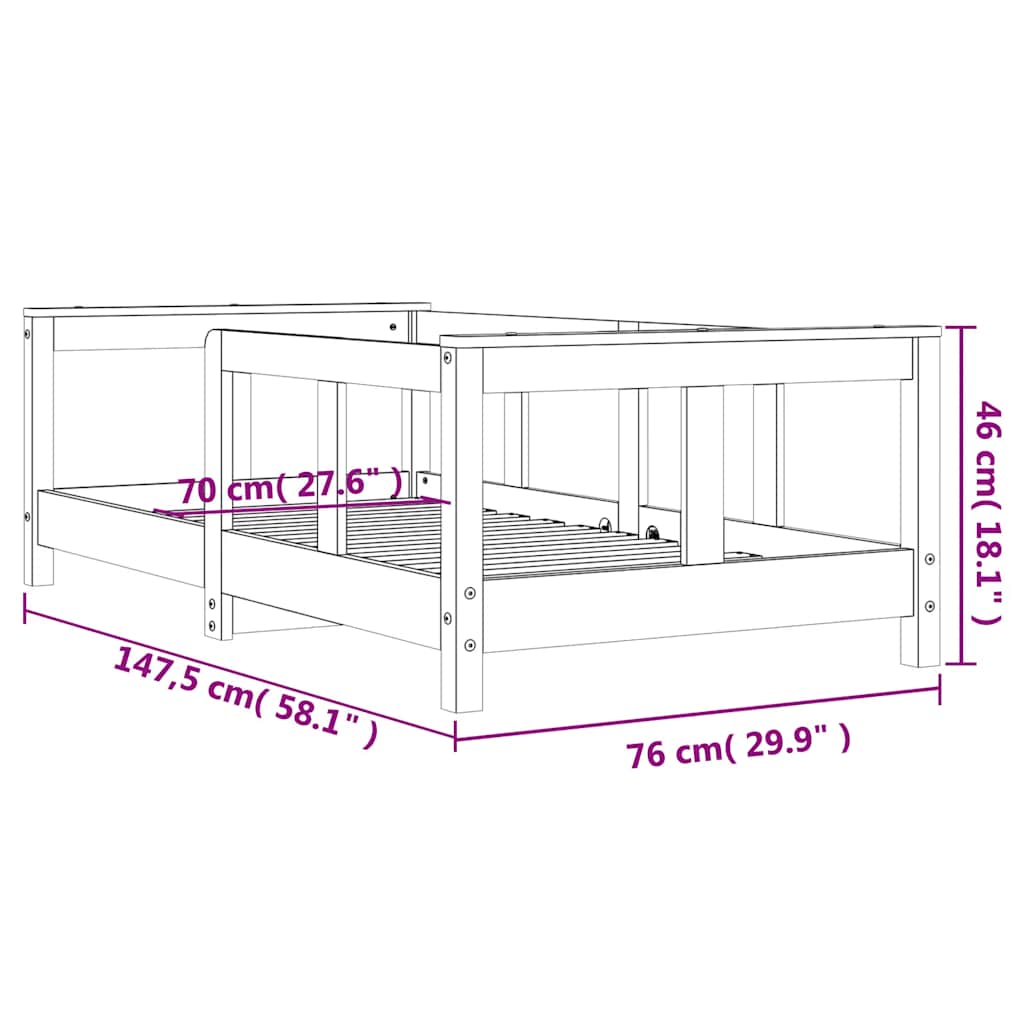   Children's Bed Solid Pine Wood