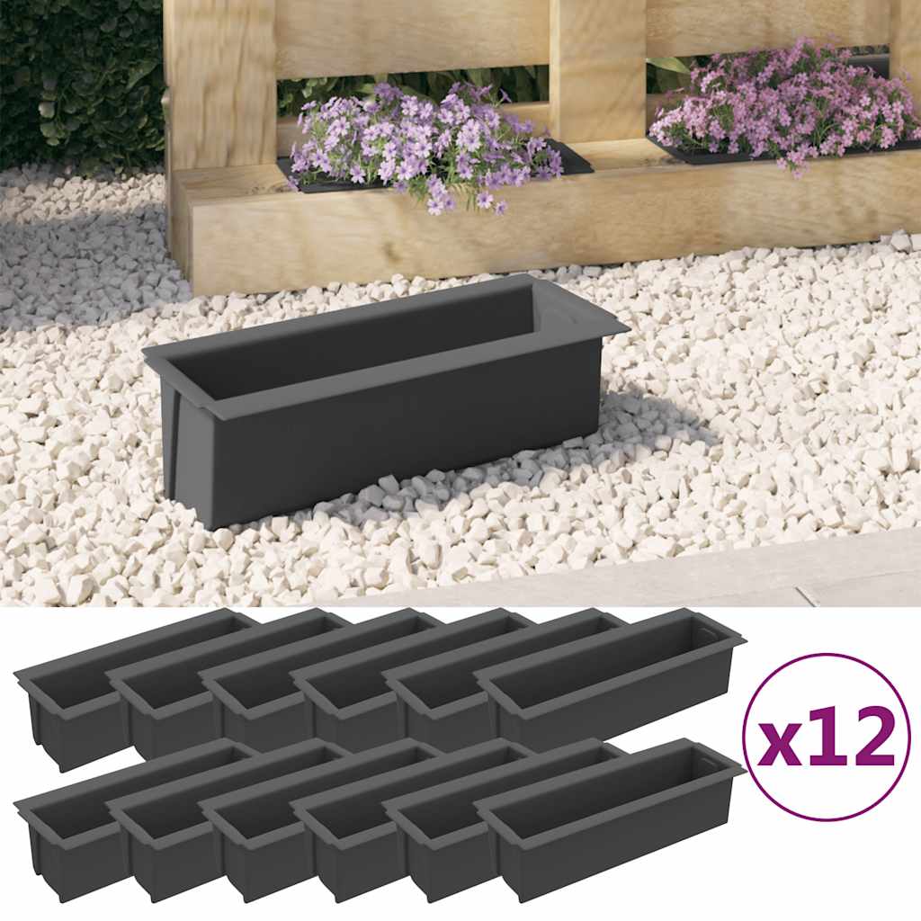   planter box for Euro pallets, 12 pieces, grey, 36x13.5x9.5 cm, PP
