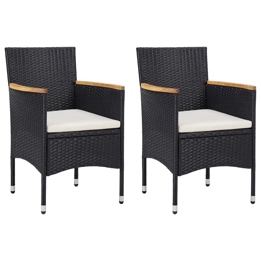 Garden Dining Chairs, , Poly Rattan, Black Default - Shop at LoveMi