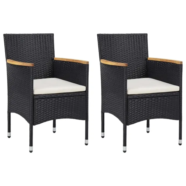 Garden Dining Chairs, , Poly Rattan, Black - Shop at LoveMi