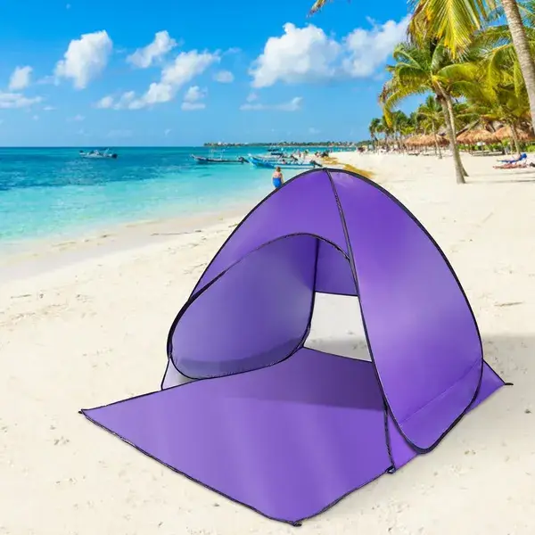 Pop Up Beach Tent Sun Shade Shelter Anti-UV Automatic Waterproof Tent Canopy For 2/3 Man W/ Net Window Storage Bag