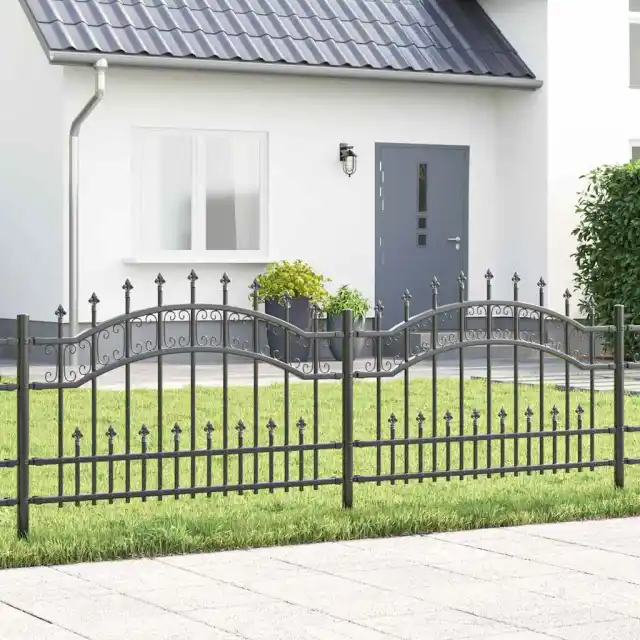 Garden Fence Grey 115 cm Powder Coated Steel - Shop at LoveMi