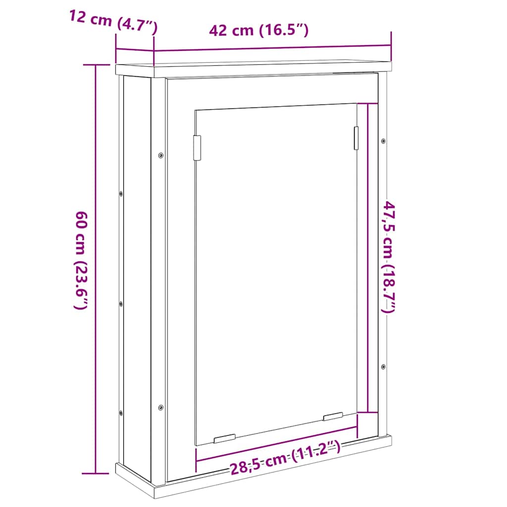   Bathroom Mirror Cabinet Brown 42 x 12 x 60 cm Wood-based material — foto 6