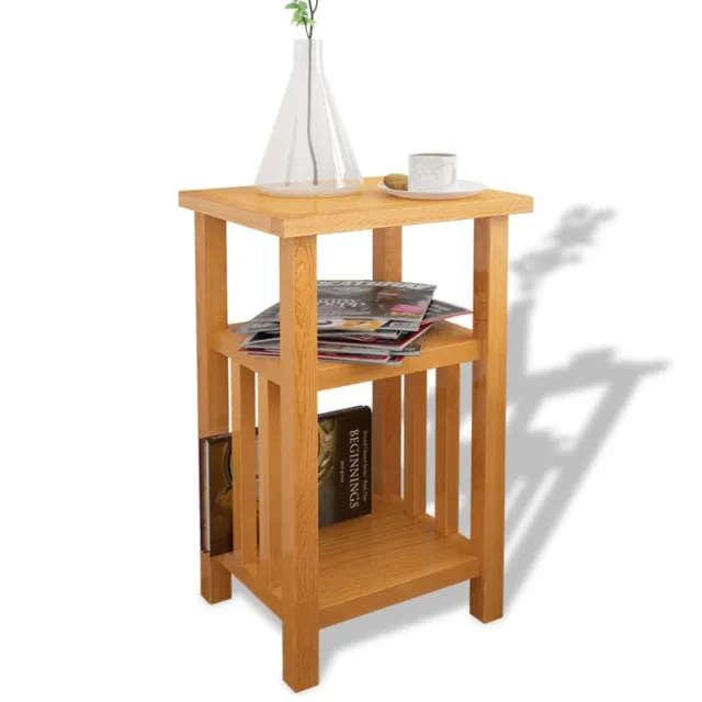 Side Table with Newspaper Shelf 27x35x55 cm Solid Oak Wood - Shop at LoveMi
