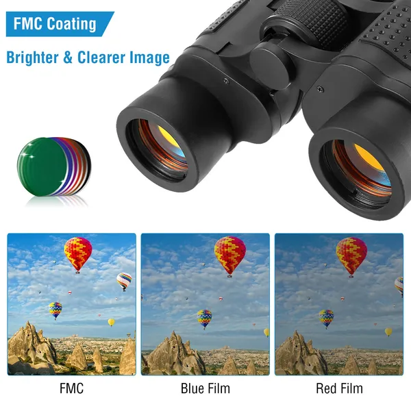 Portable HD Binoculars With FMC Lens Low Light Night Vision Telescope For Bird Watching Hunting Sports Events
