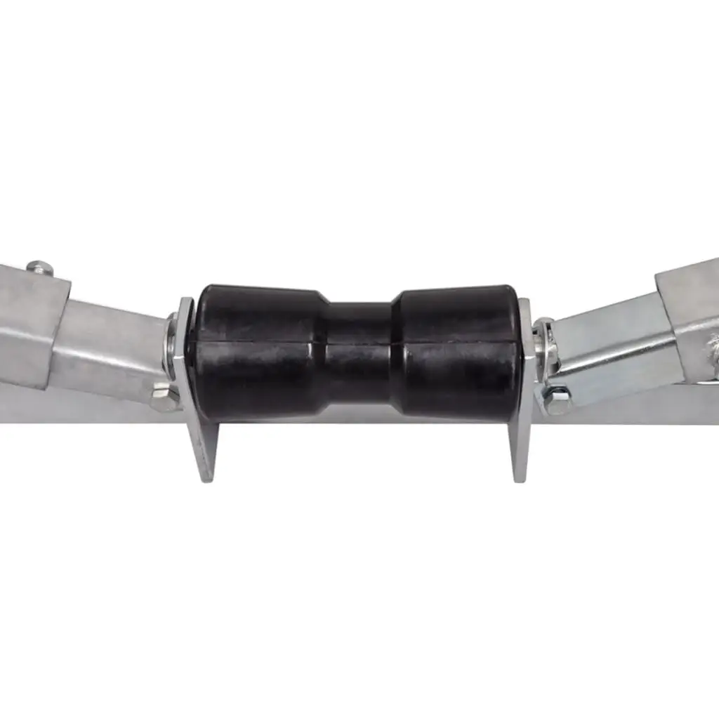 Centering aid for lower support of boat trailers with keel rollers