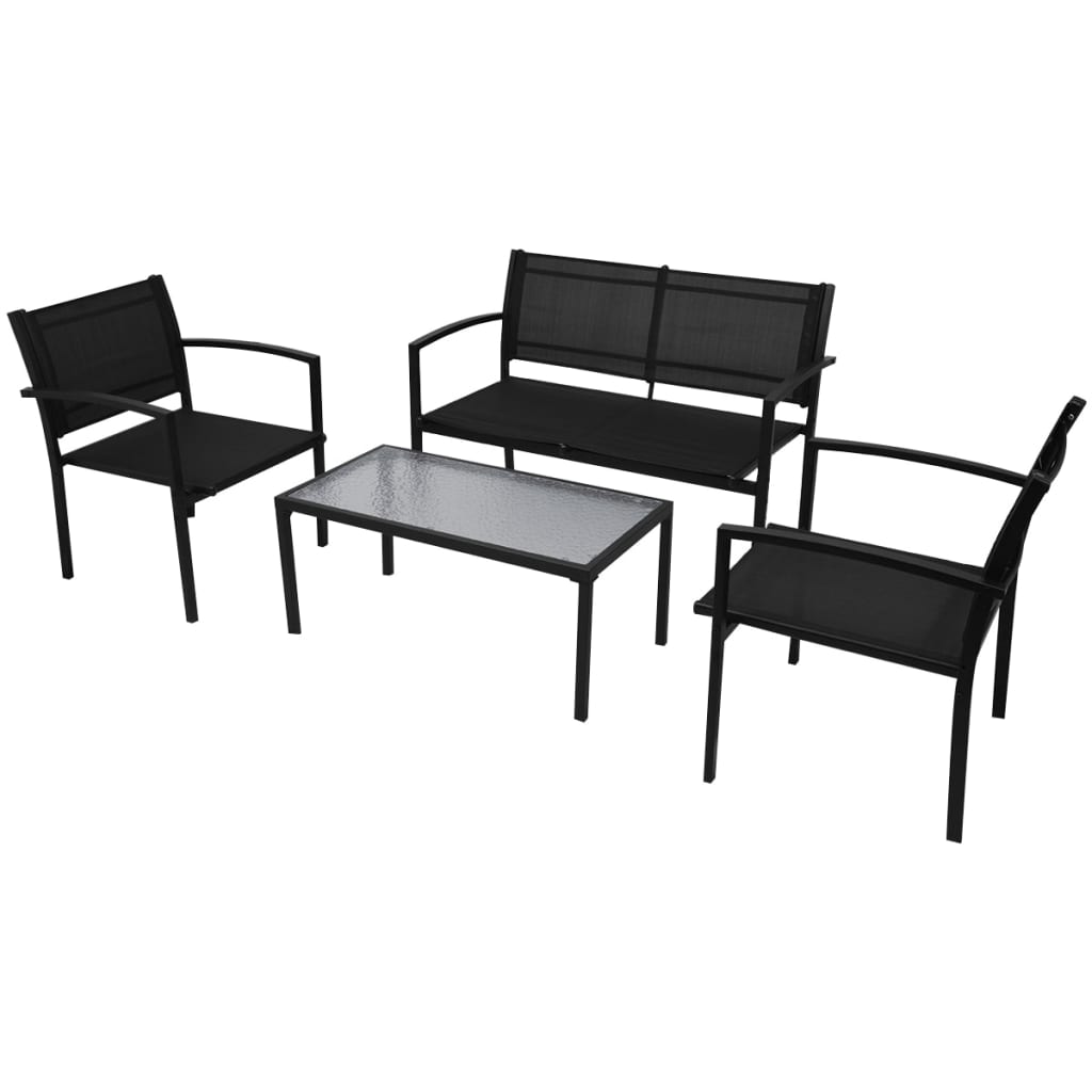 4 piece garden lounge set, Textilene, black Default - Shop at LoveMi