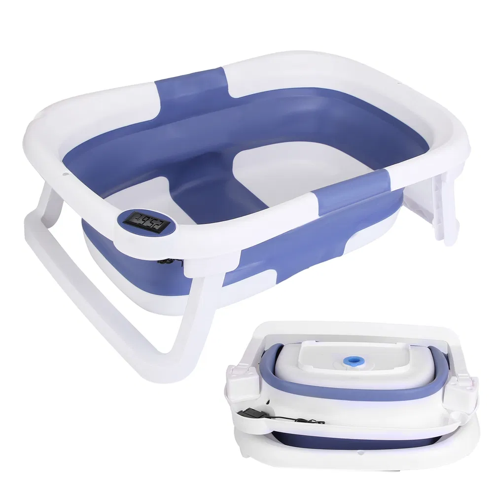 Baby Bath Tub With Thermometer Collapsible Travel-Friendly 0-24Months Baby Batht