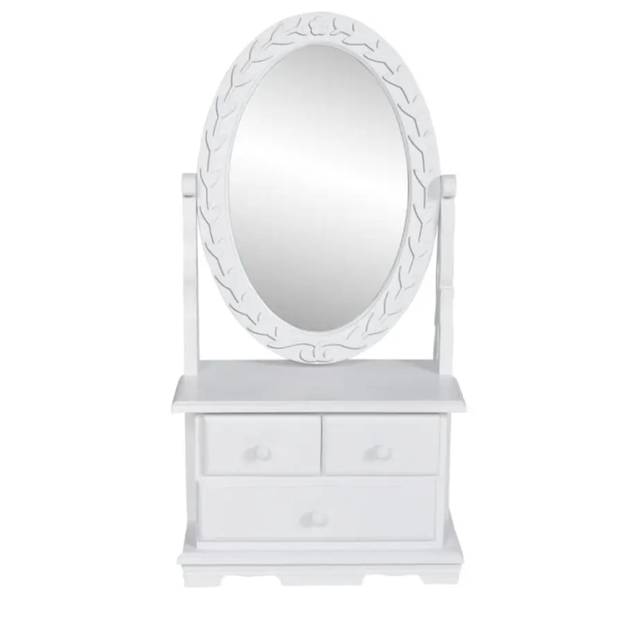 Dressing table with oval swivel mirror