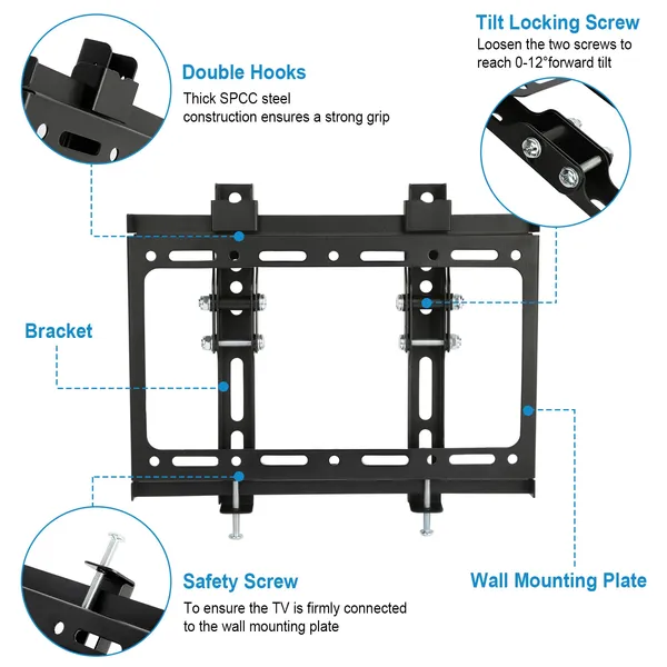 TV Wall Mount Bracket Tilt For 13"-42" LED/LCD/PLASMA Flat TV VESA 200x200mm