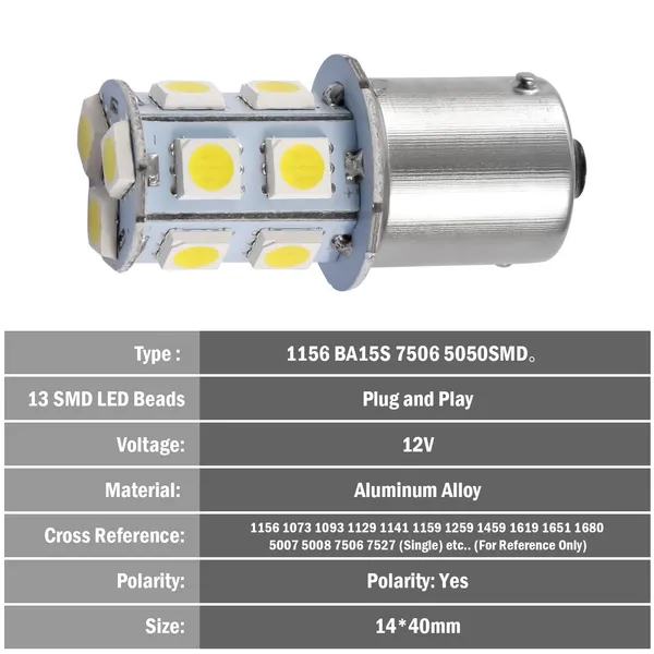 20Pcs 12V Car Light Bulbs 4500K 14MM Aluminum Alloy Turn Signal Light