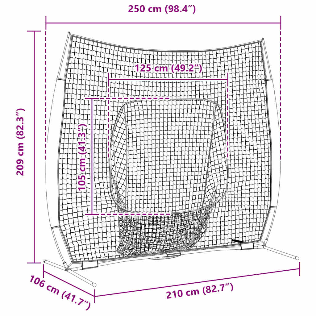 Baseball & Softball Black 250 x 106 x 209 cm Polyester
