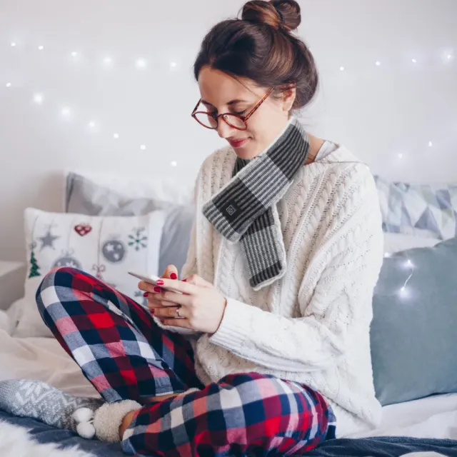 Electric Heated Scarf USB Heating Neck Wrap Unisex Winter Heated Neck Shawl For Festival Gift Grey - Shop at LoveMi