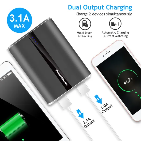 12000mAh Portable Charger With Dual USB Ports 3.1A Output Power Bank Ultra-Compact External Battery Pack - Image 2