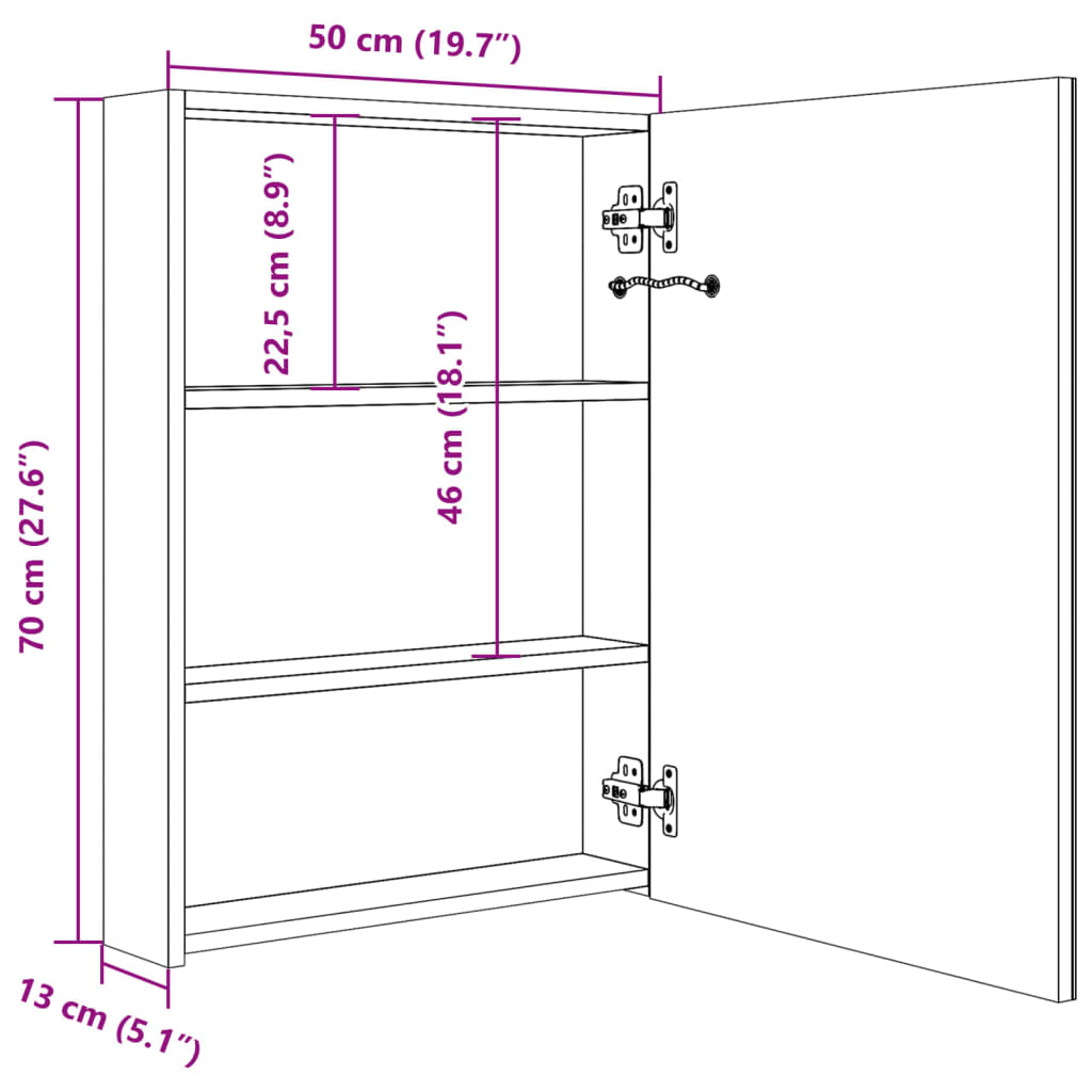  LED mirror cabinet for the bathroom 50x13x70 cm — foto 9