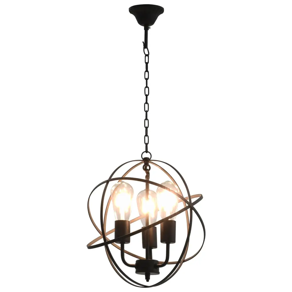 Pendant Lamp Black Sphere 3 x E27 Socket