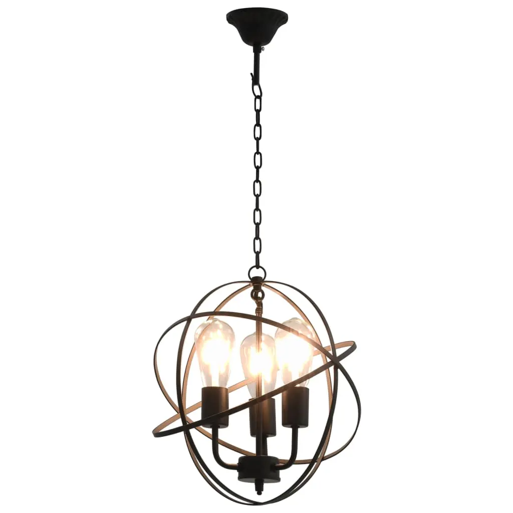 Pendant Lamp Black Sphere 3 x E27
