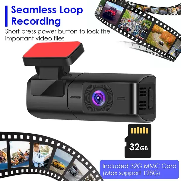 2K HD Front Dash Cam For Car With IPS Screen Night Vision Loop Recording Included 32G Storage Card 140° Wide Angle WiFi App Control Front Dashcam