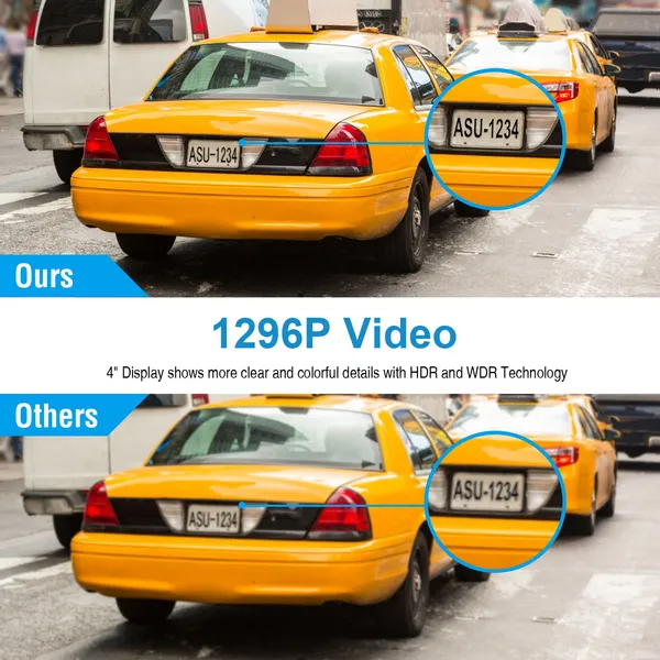1296P Car DVR Dash Camera 4In 3 Lens Vehicle Driving Recorder Seamless Recording_voghion.com