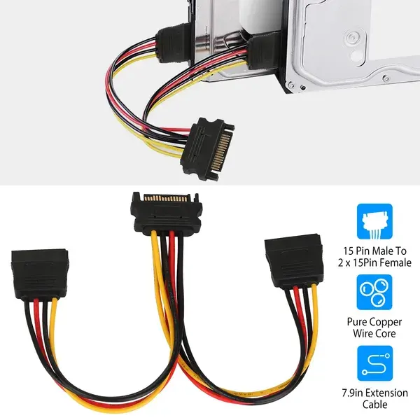 15 Pin Y Splitter Cable Adapter Male