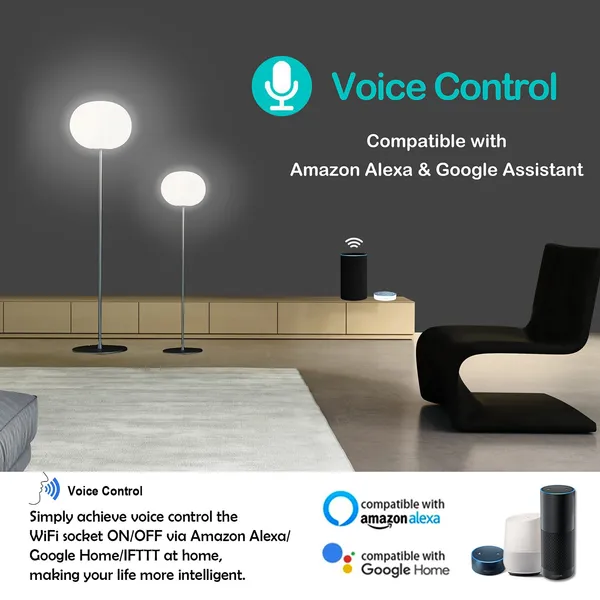 WIFI smart Plug Outlet trådløs Socket App Remote Voice - Miniatyr 5