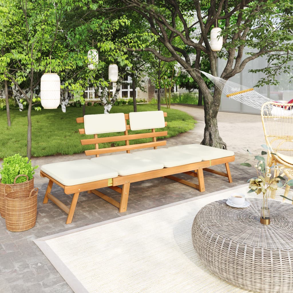 Garden Bench with Cushions 2 in 1 190 cm Solid Acacia Wood Default - Shop at LoveMi