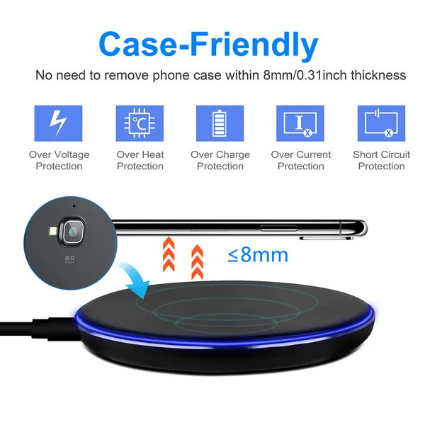 Wireless Charger Qi-Certified Ultra-Slim 5W Charging Pad For IPhone XS MAX/XR/XS/X/ 8/8 Plus