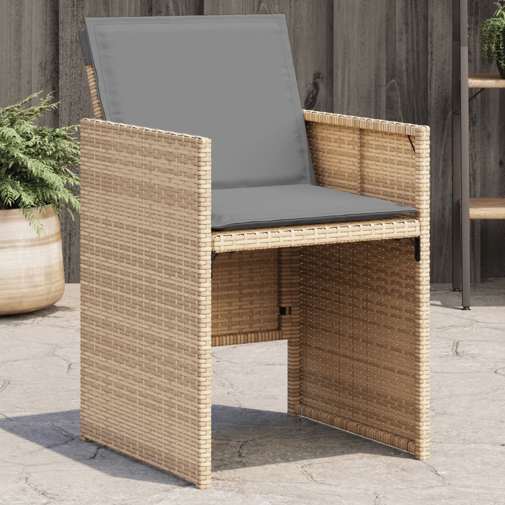 Garden Chairs with Cushions, , Beige Mix, Poly Rattan Default - Shop at LoveMi