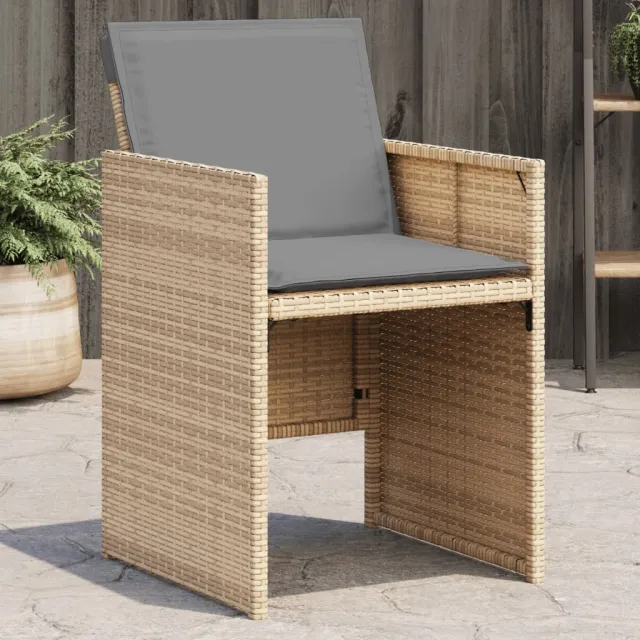 Garden Chairs with Cushions, , Beige Mix, Poly Rattan - Shop at LoveMi