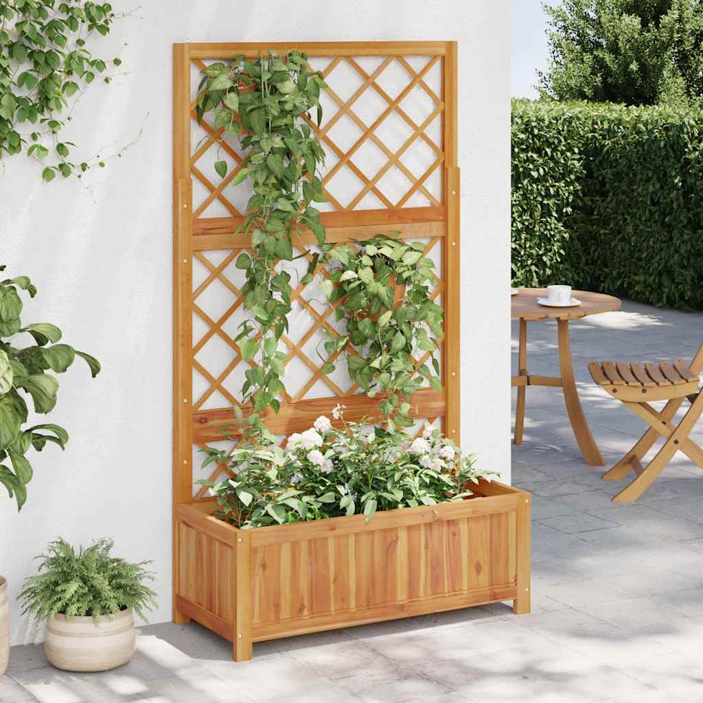   Raised Garden Bed with Trellis 85x38x150 cm Solid Acacia Wood