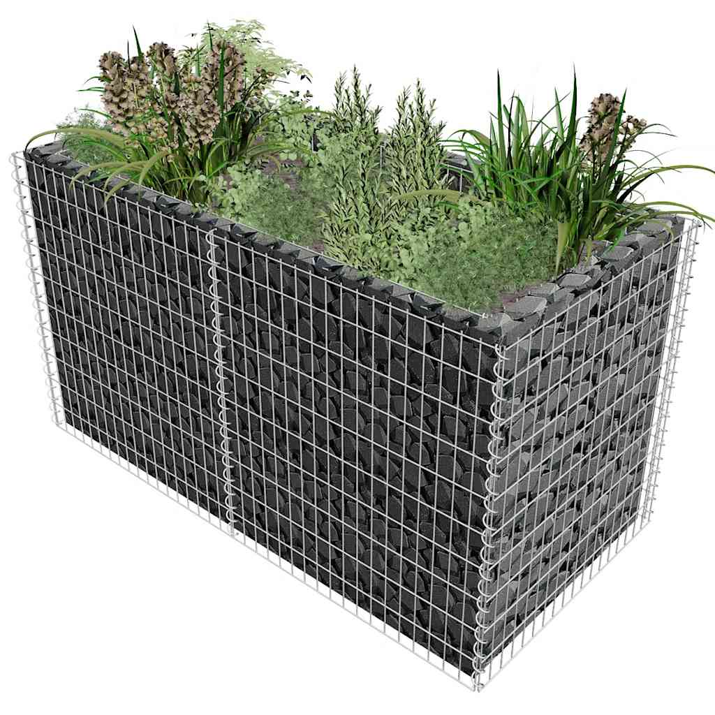   Gabion Raised Bed Steel 180×90×100 cm Silver
