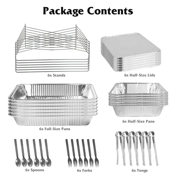 Set Of 42Pcs Disposable Chafing Dish Buffet Set Chafing Servers With Covers Spoons Forks Tongs Full-Size Pans Food Warmers For Parties Events Catering Supplies With Utensils And Lids GPCT5373 — foto 5