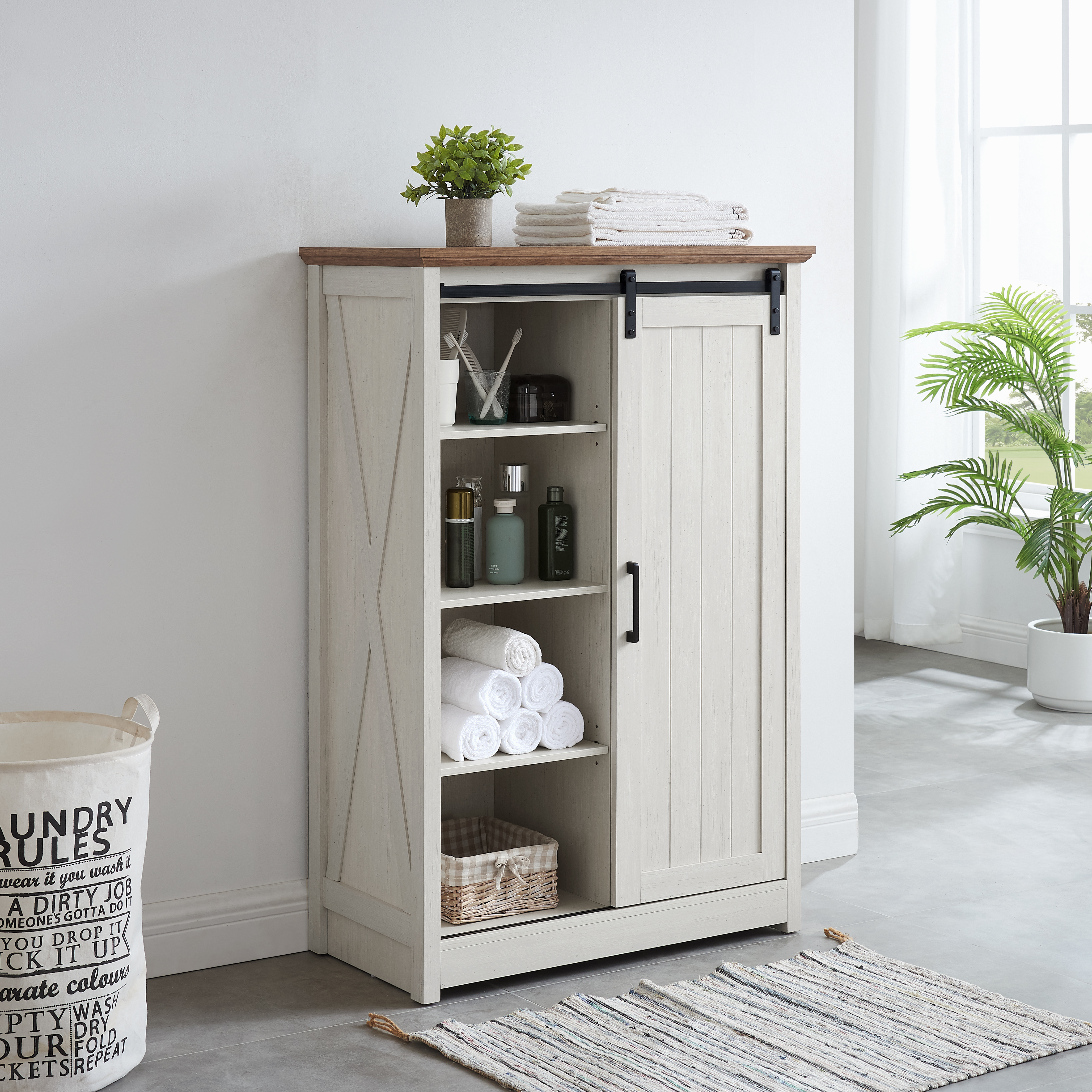 5 Drawers Dresser W Sliding Barn Door — photo 6