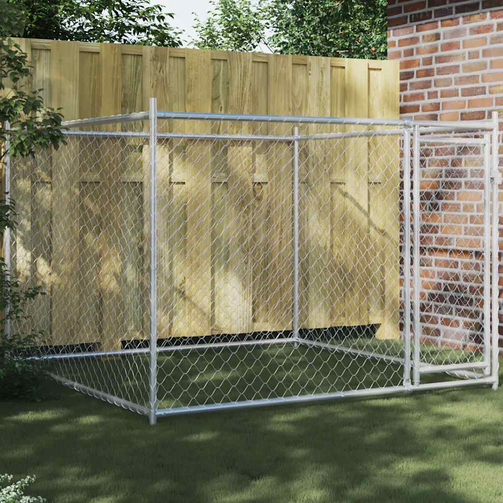 Dog Kennel with Door 2x2x1.5 m Galvanized 6 X 2 X 1.5 M - Shop at LoveMi