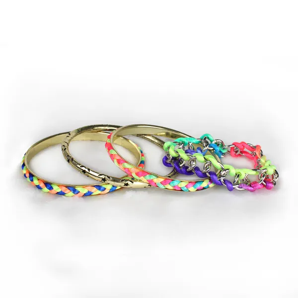 4Pcs Colorful Woven Burnished Gold Bracelets Set - Image 5