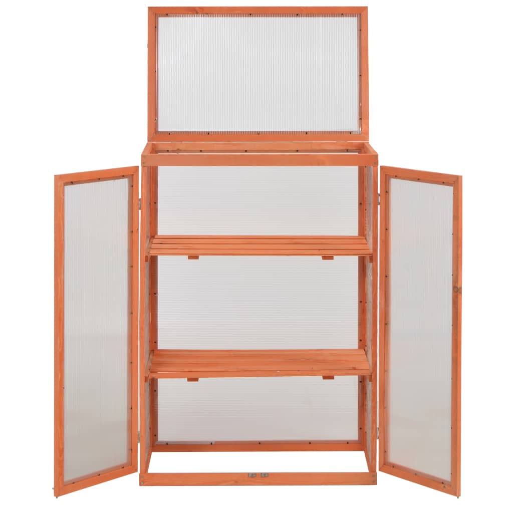 Gewächshaus Aus Holz Mit Polycarbonatplatten Und Zwei Regalen_voghion.com