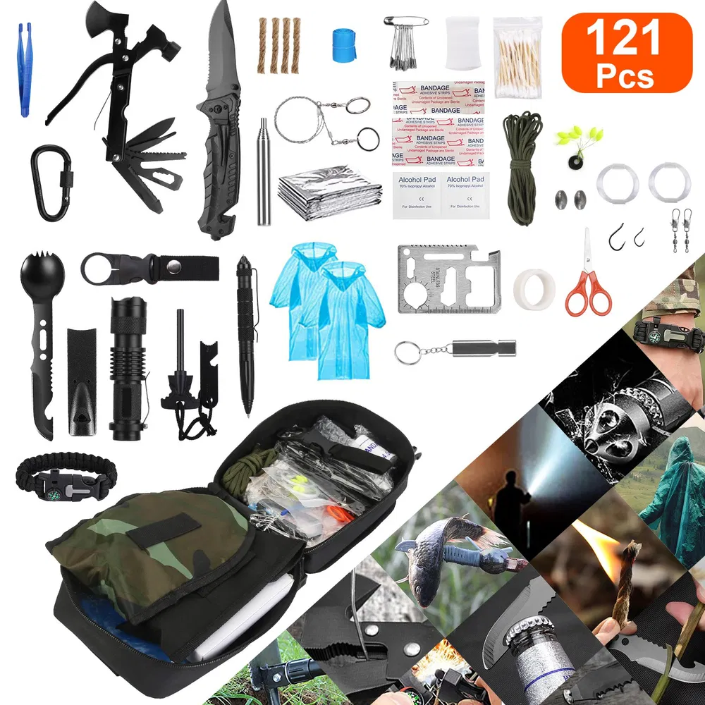 121Pcs Survival Kits Professional Emergency Survival Gear Tactical First Aid Kit