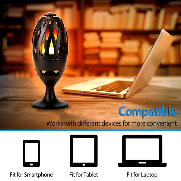 LED Flame Speakers Torch Wireless Speaker Waterproof Stereo Bass Speaker Outdoor Light-Up Speaker Atmosphere LED Flickers Night Light Patio Stake Lights/Lantern For Party Camping