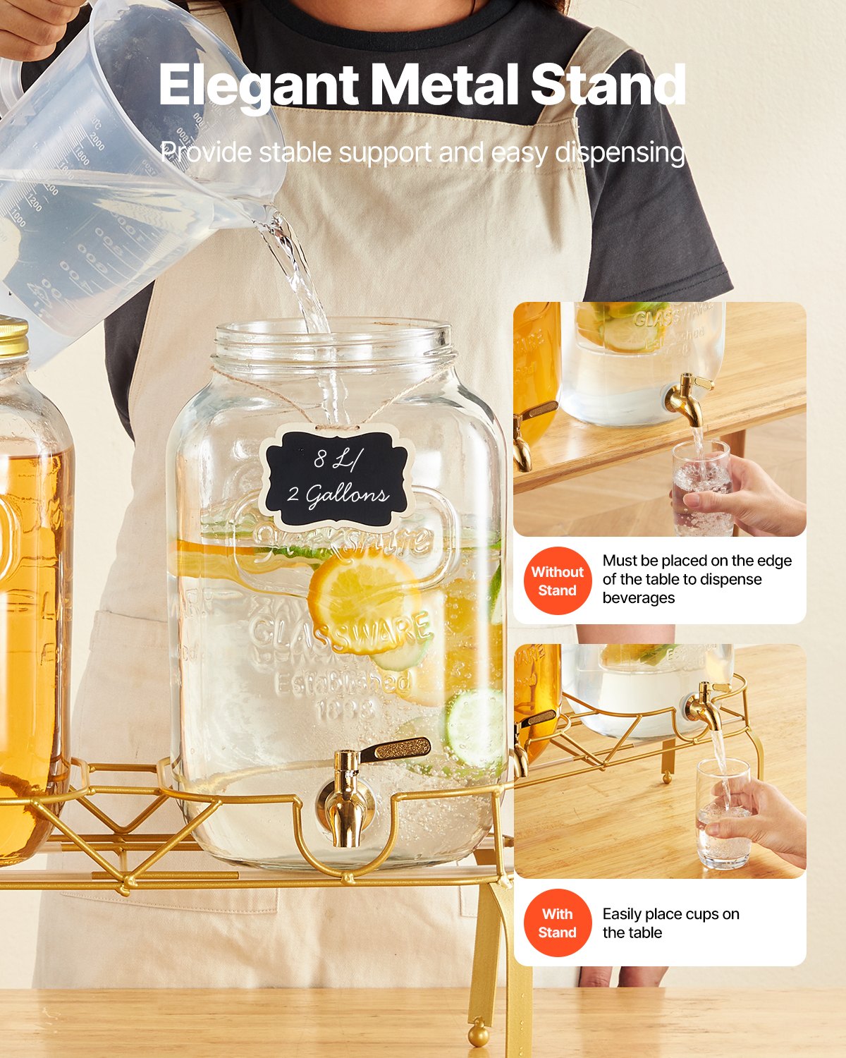 Beverage Dispenser, 2 Pack 8L Drink Dispensers For Parties,