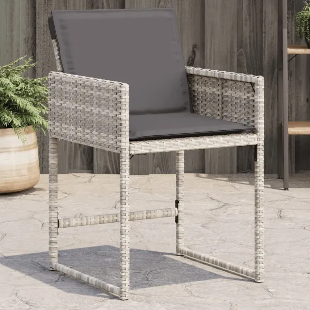 Garden Chairs with Cushions, , Light Grey Poly Rattan - Shop at LoveMi