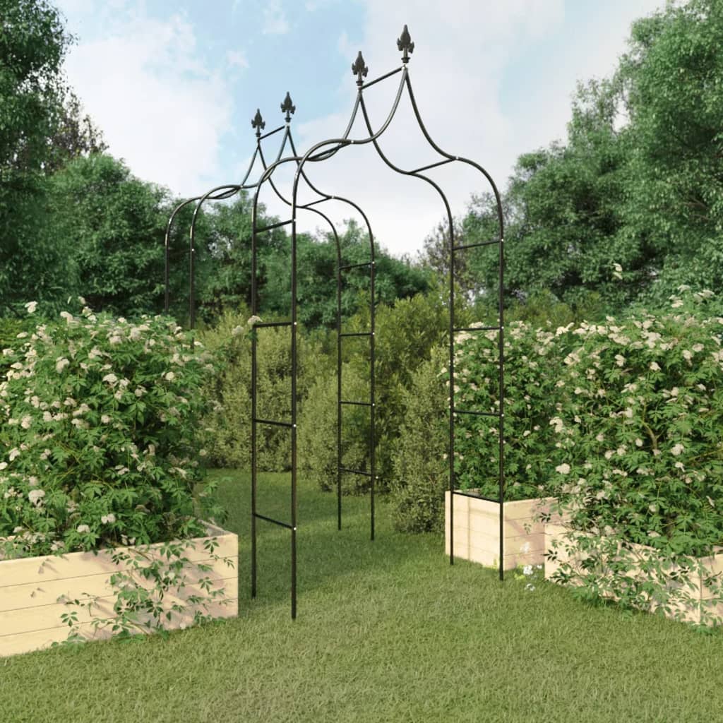   Garden Arches, 2 pcs., Black, 120x38x260 cm, Steel