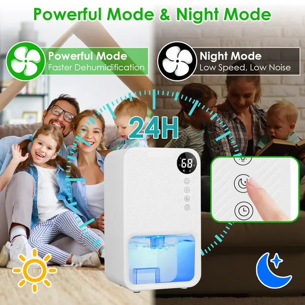 37.2OZ Dehumidifier Indoor Portable Small Dehumidifier With Sleep Mode 1-24H Timer 7-Color Lighting 950sq.ft Coverage Touch Control For Home Bathroom Basement Closet RV Bedroom