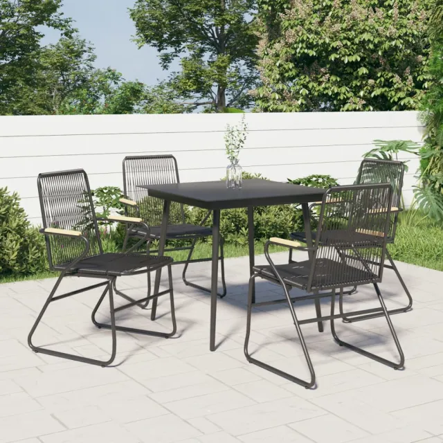 Garden Chairs, Set of 4, Black, 58x59x85.5 cm, PVC Rattan - Shop at LoveMi