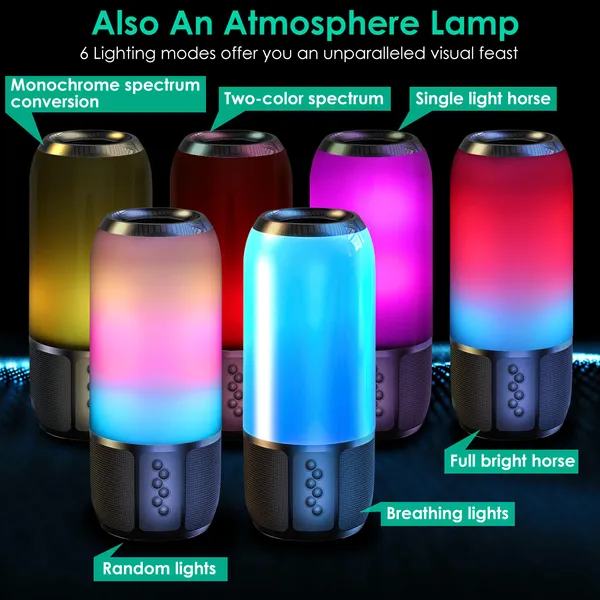 Wireless Portable Speaker Loud Stereo Speaker With Color Changing Light Radio Party TWS Speaker For Home Outdoor Travelling