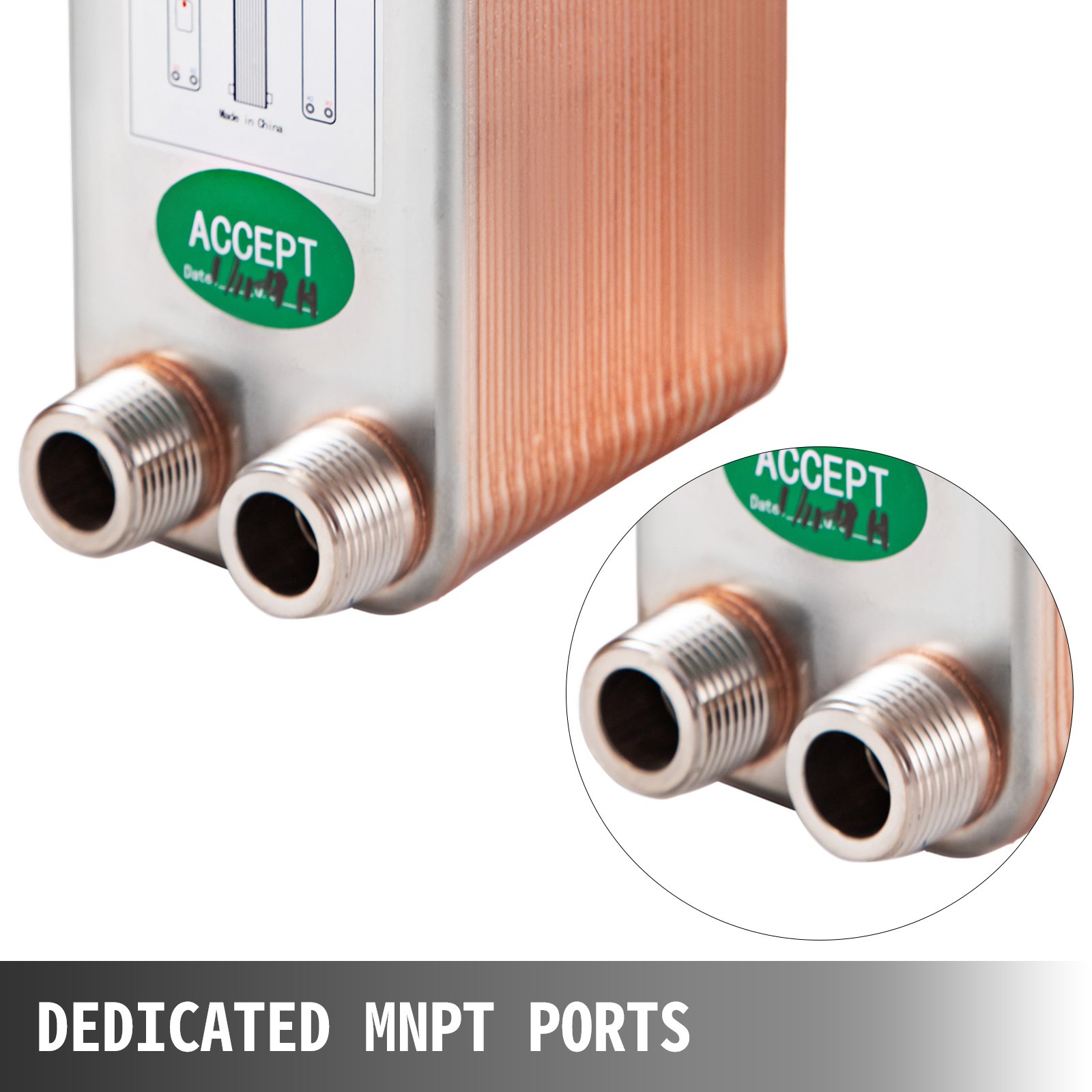 Heat Exchanger 3/4” MNPT Ports Brazed Plate Heat Exchanger