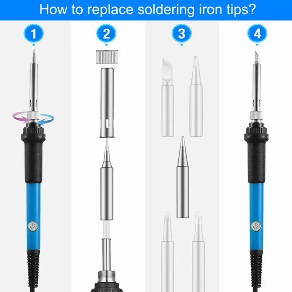 Soldering Iron 110V 60W Adjustable Temperature PCB Electric Welding Iron With 5Pcs Different Tips