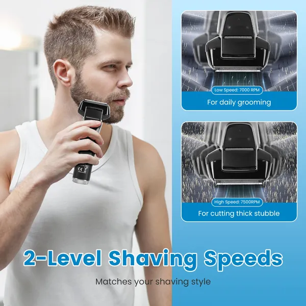 Electric Foil Face Shaver 5-Blade Electric Razor For Men Wet & Dry Jawline Beard Trimmer Precision Sideburn Shavers IPX6 Waterproof With LED Display Cleaning Brushes GPCT5466