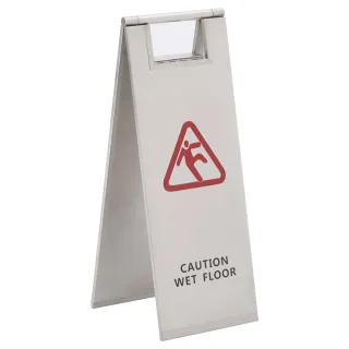 Warning Sign, Foldable, Caution: Slippery Surface, Stainless Steel